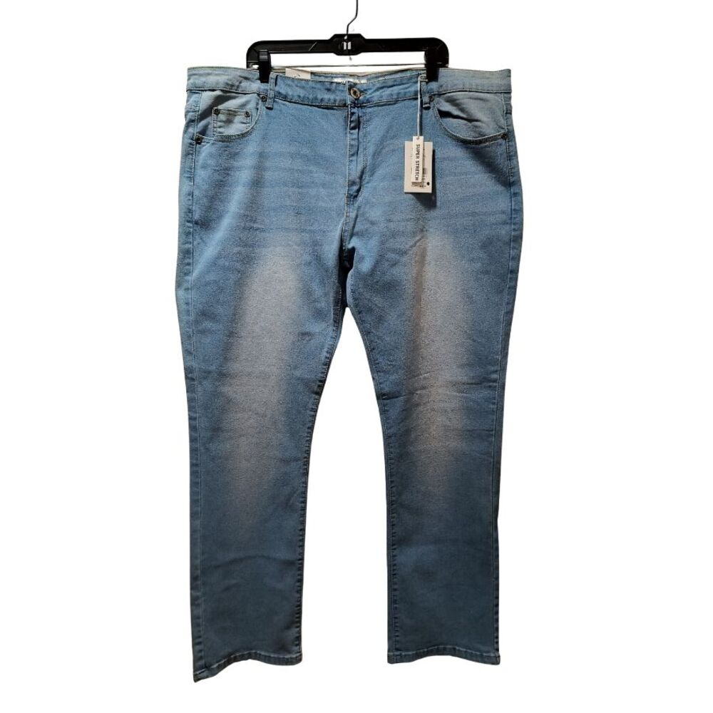 M.Society Slim Straight Jeans Men's 46X32.5 Light Blue Stretch Denim